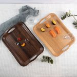 Swan Marble Pattern Rectangle Matte Serving 42x30cm Tray with Handles For Dining Outdoor