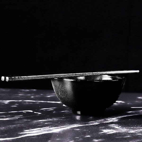 Swan愿者上钩黑色磨砂仿瓷密胺餐具简约创意汤粥碗杯碟筷日式原创
