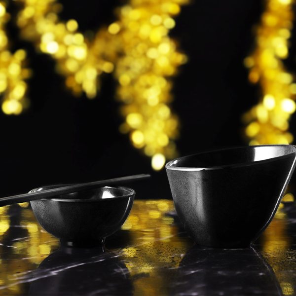 Swan愿者上钩黑色磨砂仿瓷密胺餐具简约创意汤粥碗杯碟筷日式原创