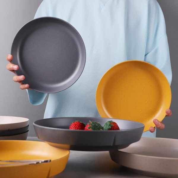 Swan Bamboo Fiber Plates - Nordic Style Round Dish Plates, Home Dining Bamboo Powder Trays Grill Plates