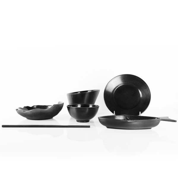 Swan愿者上钩黑色磨砂仿瓷密胺餐具简约创意汤粥碗杯碟筷日式原创