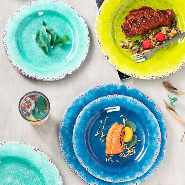 P9020 P1120 03 Swan彩色4件9寸裂纹圆盘11寸小龙虾盘家用个性简洁餐盘中式圆形密胺盘