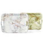 Swan Melamine Marble - pattern Double - handled Tea Tray for Home Use, Food - grade Tray, Large Melamine Tray for Hotel Use