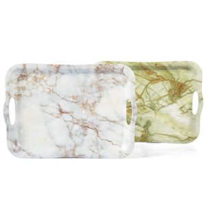 T1053 T1054 01 Swan美耐皿仿大理石纹图案双耳家用茶托盘食品级托盘密胺酒店用大托盘