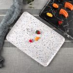 T1063主图1 Swan Rectangular Melamine Dinner Wooden Patterns Plate for Five - star Hotels