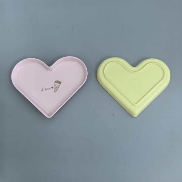 SwanP21225东莞晶湖源头厂家定做美耐皿儿童11cm心型盘 可定制产品颜色和印刷图案