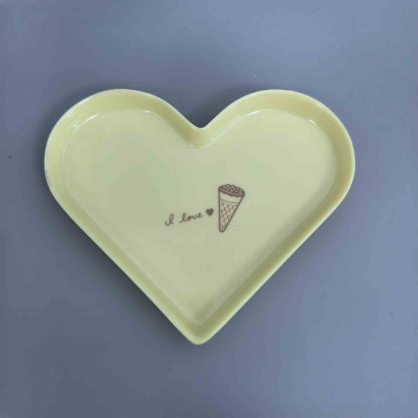 SwanP21225东莞晶湖源头厂家定做美耐皿儿童11cm心型盘 可定制产品颜色和印刷图案