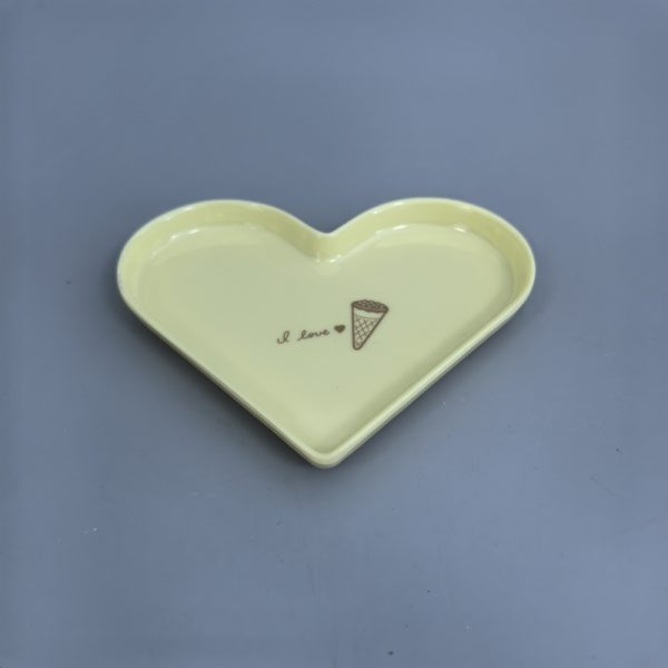 SwanP21225东莞晶湖源头厂家定做美耐皿儿童11cm心型盘 可定制产品颜色和印刷图案