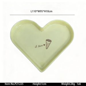 SwanP21225东莞晶湖源头厂家定做美耐皿儿童11cm心型盘 可定制产品颜色和印刷图案