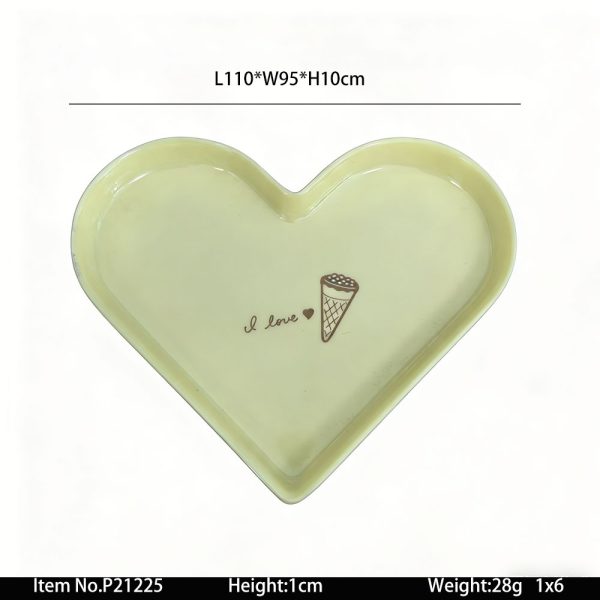 SwanP21225东莞晶湖源头厂家定做美耐皿儿童11cm心型盘 可定制产品颜色和印刷图案