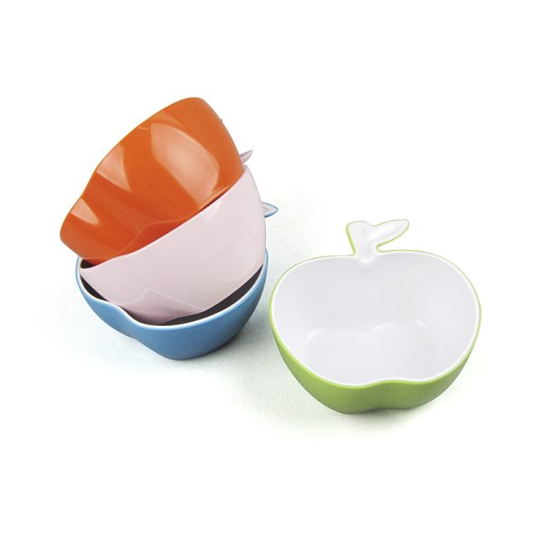 SB5025东莞晶湖源头厂家定做美耐皿13.8x13cm造型苹果碗 可定制产品颜色和印刷图案