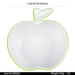 SB5025东莞晶湖源头厂家定做美耐皿13.8x13cm造型苹果碗 可定制产品颜色和印刷图案