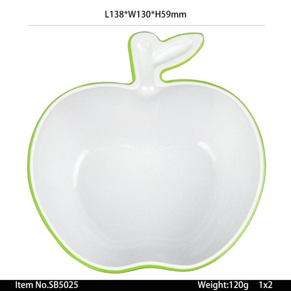 SB5025东莞晶湖源头厂家定做美耐皿13.8x13cm造型苹果碗 可定制产品颜色和印刷图案