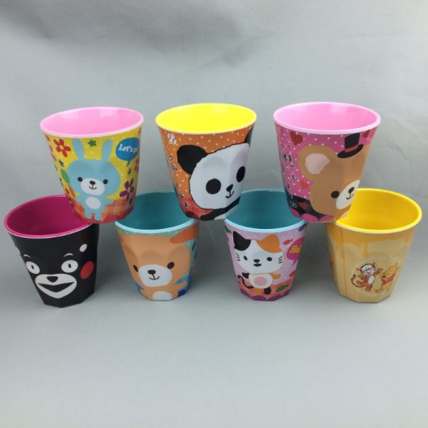 100东莞晶湖源头厂家定做日本日式美耐皿8.8cm直径水杯 可定制产品颜色和杯内外印刷图案