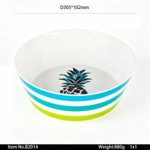 B2014 SKU B2014东莞晶湖源头厂家定做欧美日式美耐皿30.5cm直径V型碗 可定制产品颜色和碗内外图案印刷
