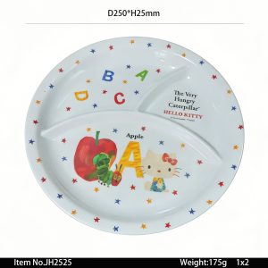 JH2525 SKU JH2525东莞晶湖源头厂家定做日本日式美耐皿25cm三格圆盘 可定制产品颜色和印刷图案