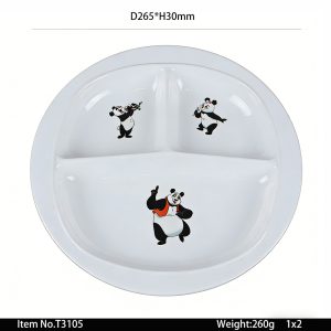 T3105 SKU T3105东莞晶湖源头厂家定做日本日式美耐皿26cm三格圆盘 可定制产品颜色和印刷图案