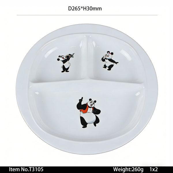 T3105 SKU T3105东莞晶湖源头厂家定做日本日式美耐皿26cm三格圆盘 可定制产品颜色和印刷图案