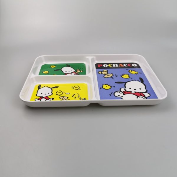 T31107东莞晶湖源头厂家定做日本日式美耐皿26x18.8cm三格盘 可定制产品颜色和印刷图案