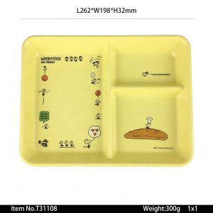 T31108东莞晶湖源头厂家定做日本日式美耐皿26x20cm三格盘 可定制产品颜色和印刷图案