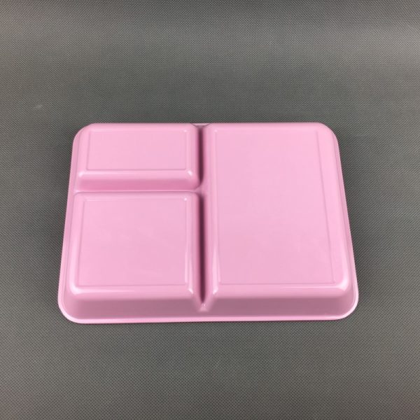 T31108东莞晶湖源头厂家定做日本日式美耐皿26x20cm三格盘 可定制产品颜色和印刷图案