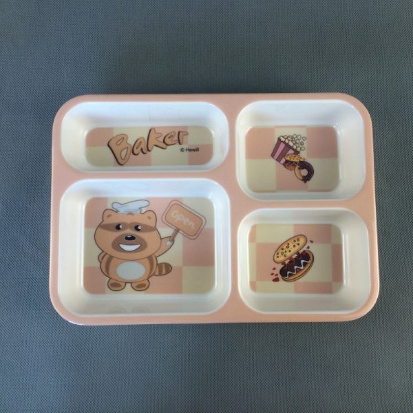 T4963东莞晶湖源头厂家定做日本日式美耐皿22x16cm四格盘 可定制产品颜色和印刷图案