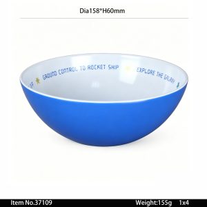 37109东莞晶湖源头厂家定做美耐皿15.8cm直径儿童米饭碗 可定制产品内外颜色和碗内外图案印刷