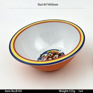 B105 SKU B105东莞晶湖源头厂家定做美耐皿14.5cm直径米饭碗 可定制产品内外颜色和碗内外图案印刷