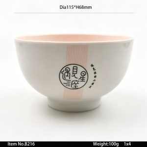 B216 SKU B216东莞晶湖源头厂家定做美耐皿11.5cm直径米饭碗 可定制产品内外颜色和碗内外图案印刷