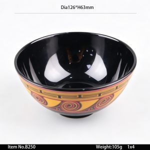 B250 SKU B250东莞晶湖源头厂家定做美耐皿12.6cm直径米饭碗 可定制产品颜色和碗内外图案印刷