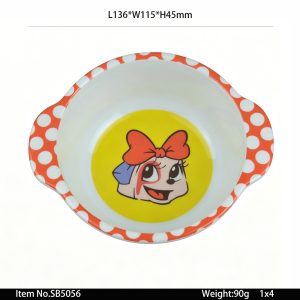 SB5056 SKU SB5056东莞晶湖源头厂家定做美耐皿13x11cm直径儿童双耳米饭碗 可定制产品颜色和碗内图案印刷