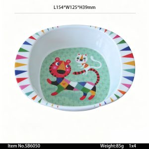 SB6050 SKU SB6050东莞晶湖源头厂家定做美耐皿15x12cm直径儿童双耳米饭碗 可定制产品颜色和碗内图案印刷