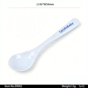 09002 SKU 09002东莞晶湖源头厂家定做美耐皿14.5cm儿童勺 可定制产品颜色和正面图案印刷