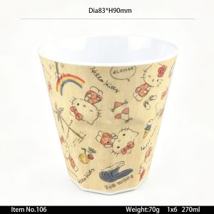106 SKU 106东莞晶湖源头厂家定做日韩美耐皿8.3cm直径水杯 可定制产品颜色和杯外印刷图案
