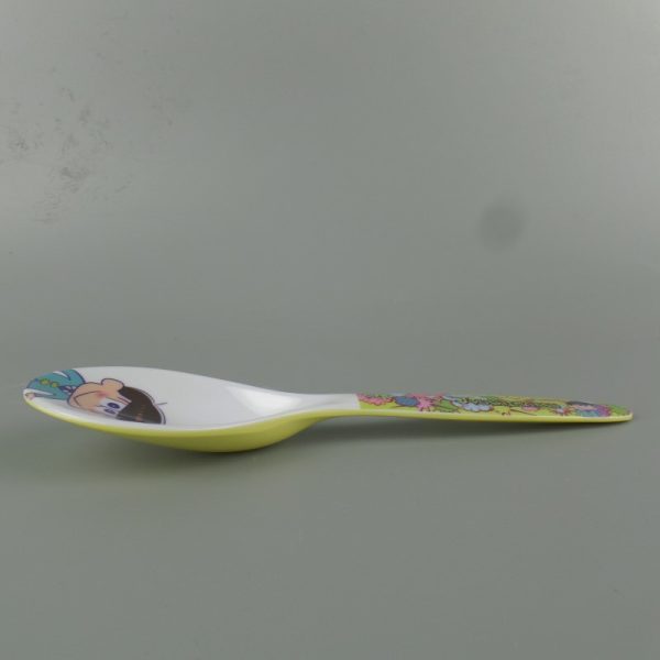 S073 (9) S073东莞晶湖源头厂家订做双色美耐皿19.5cm长儿童勺 可定制产品内外颜色和正面图案印刷