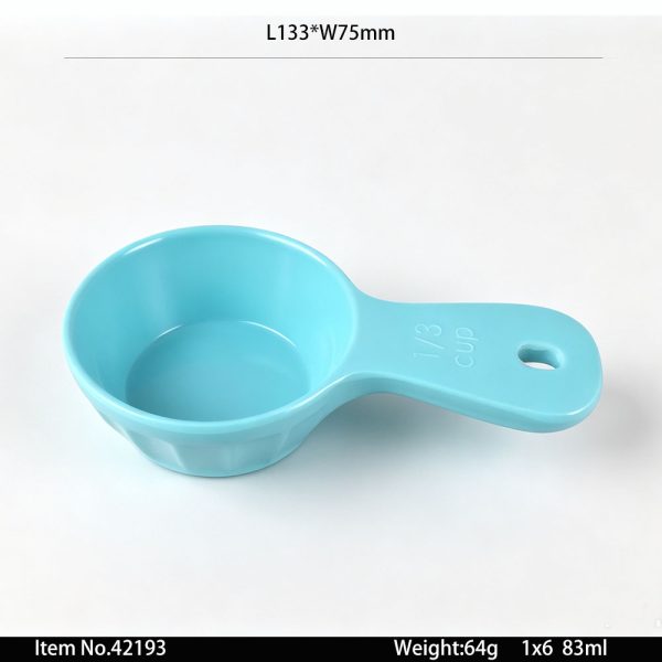 42193 SKU 42192421934219442195东莞晶湖源头厂家订做美耐皿量勺4件套加扣环 可定制产品颜色和正面图案印刷