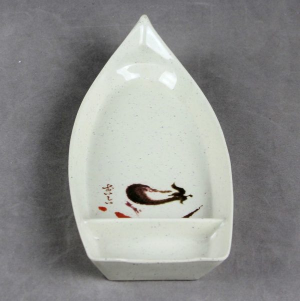 901 (3) 901东莞晶湖源头厂家订做美耐皿26x12cm长方形船型两格酱料碟 可定制产品颜色和正面图案印刷