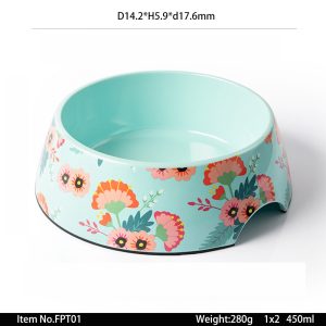 FPT01 SKU FPT01东莞晶湖源头厂家定做美国美耐皿14cm直径宠物猫碗狗碗 可定制产品颜色和碗内外图案印刷