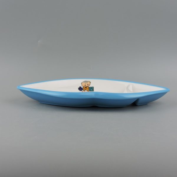 K2105 (3) K2105东莞晶湖源头厂家订做美耐皿27.5x15.4cm长方形两格酱料碟 可定制产品颜色和正面图案印刷