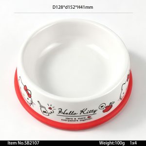 SB2107 SKU SB2107东莞晶湖源头厂家定做日式美耐皿12.8cm直径宠物猫碗狗碗 可定制产品颜色和碗内外图案印刷