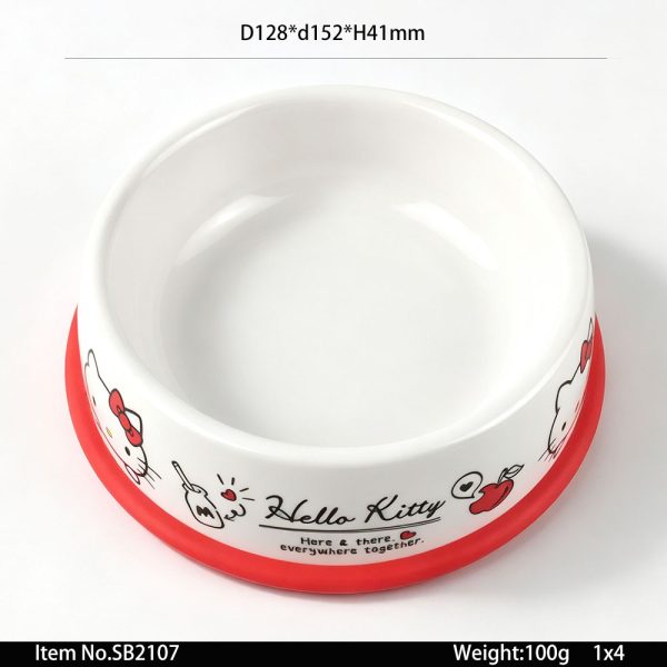 SB2107 SKU SB2107东莞晶湖源头厂家定做日式美耐皿12.8cm直径宠物猫碗狗碗 可定制产品颜色和碗内外图案印刷
