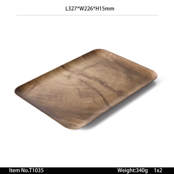 T1035 SKU SwanT1035东莞晶湖源头厂家订做磨砂美耐皿32.7x22.6cm长盘 可定制产品颜色和印刷图案