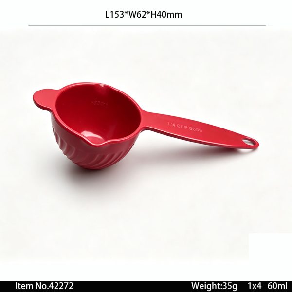 42272 SKU 42272422734227442275东莞晶湖源头厂家订做美耐皿量勺4件套加扣环 可定制产品颜色和正面图案印刷