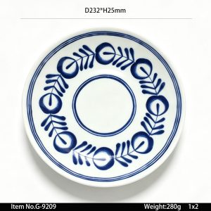 9209 SKU G-9209东莞晶湖源头厂家定做日韩美耐皿23cm直径圆盘7套装 可定制产品颜色和盘子正面图案印刷