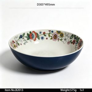 B2013 SKU B2013东莞晶湖源头厂家定做欧美美耐皿30.5cm直径圆型沙拉碗 可定制产品内外颜色和碗内外图案印刷