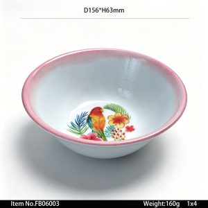 FB06003 SKU FB06003东莞晶湖源头厂家定做欧美澳美耐皿15.6cm直径圆碗3套装 可定制产品颜色和碗内图案印刷