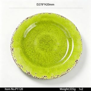 P1120 SKU P1120东莞晶湖源头厂家定做日韩美耐皿27.8cm直径花边圆盘3套装 可定制产品颜色和盘子正面图案印刷
