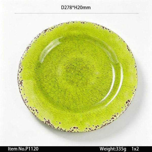 P1120 SKU P1120东莞晶湖源头厂家定做日韩美耐皿27.8cm直径花边圆盘3套装 可定制产品颜色和盘子正面图案印刷