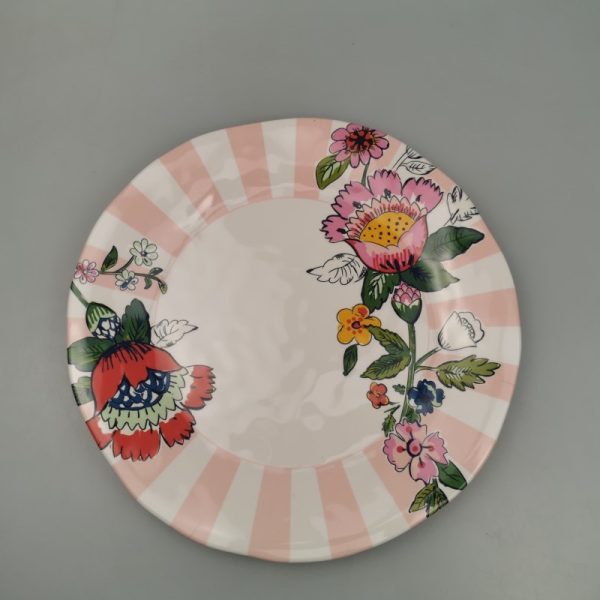 P4105 (2) P4105东莞晶湖源头厂家定做欧美美耐皿26.5cm直径凹凸手捏纹点心盘5套装 可定制产品颜色和盘子正面图案印刷