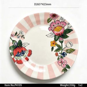 P4105 SKU P4105东莞晶湖源头厂家定做欧美美耐皿26.5cm直径凹凸手捏纹点心盘5套装 可定制产品颜色和盘子正面图案印刷